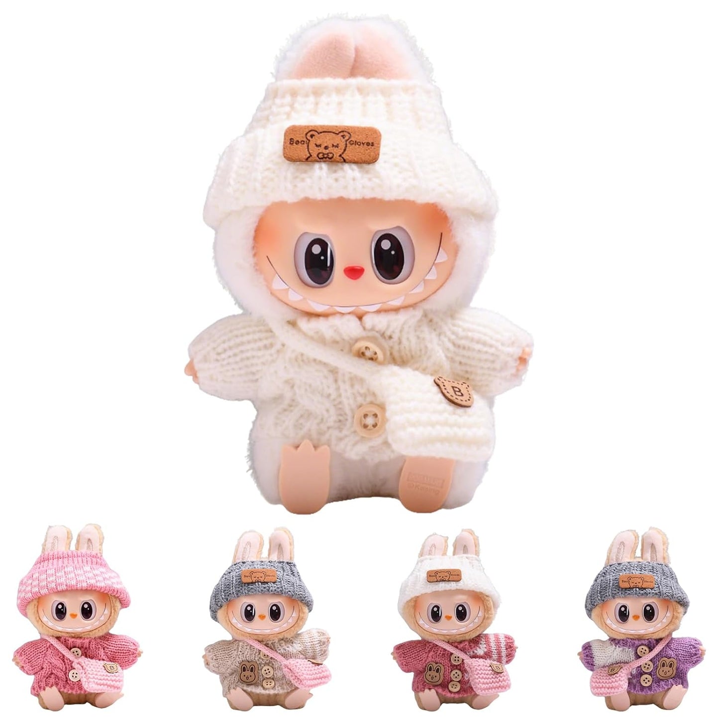 Doll Outfit Set - Knitted Winter Clothing (Doll Not Included) Labubu 17cm