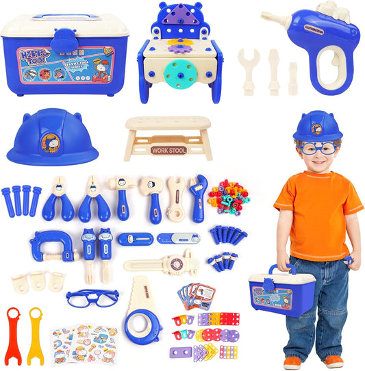 Kids Construction Tool Set - 218 Piece Role Play Kit