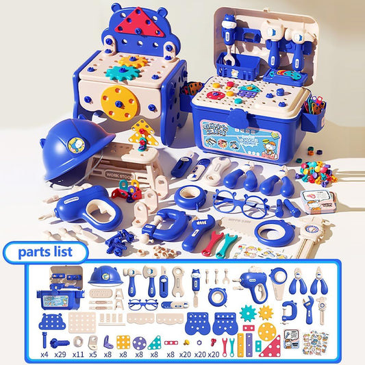 Kids Construction Tool Set - 218 Piece Role Play Kit