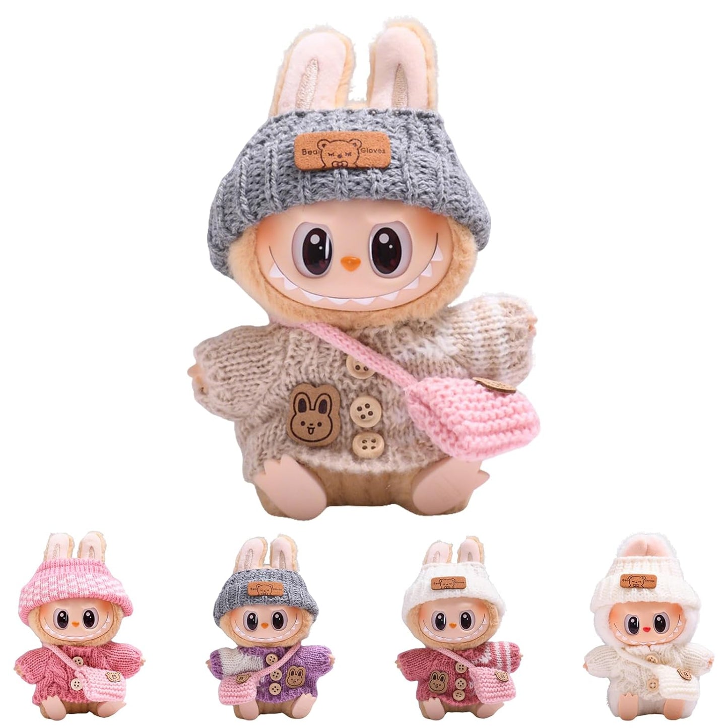 Doll Outfit Set - Knitted Winter Clothing (Doll Not Included) Labubu 17cm
